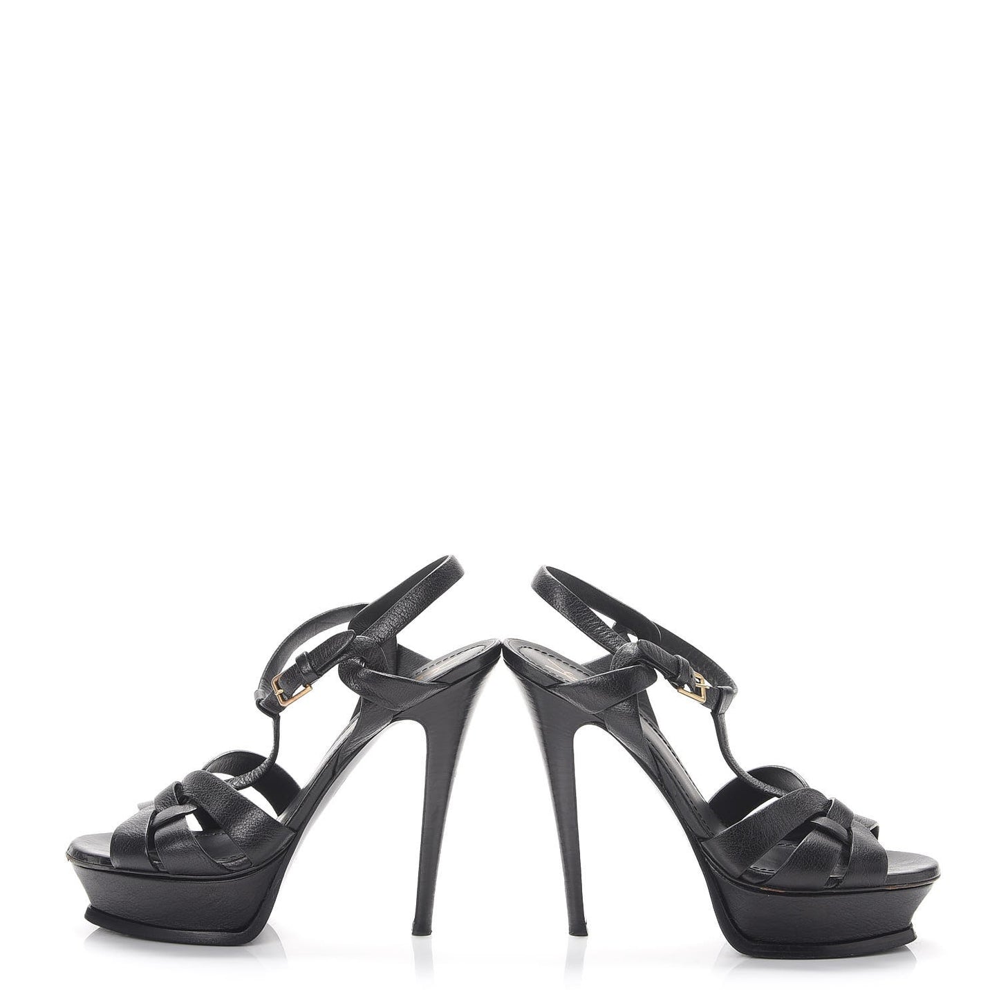 Textured Calfskin Tribute 105 Platform Sandals 36.5 Black