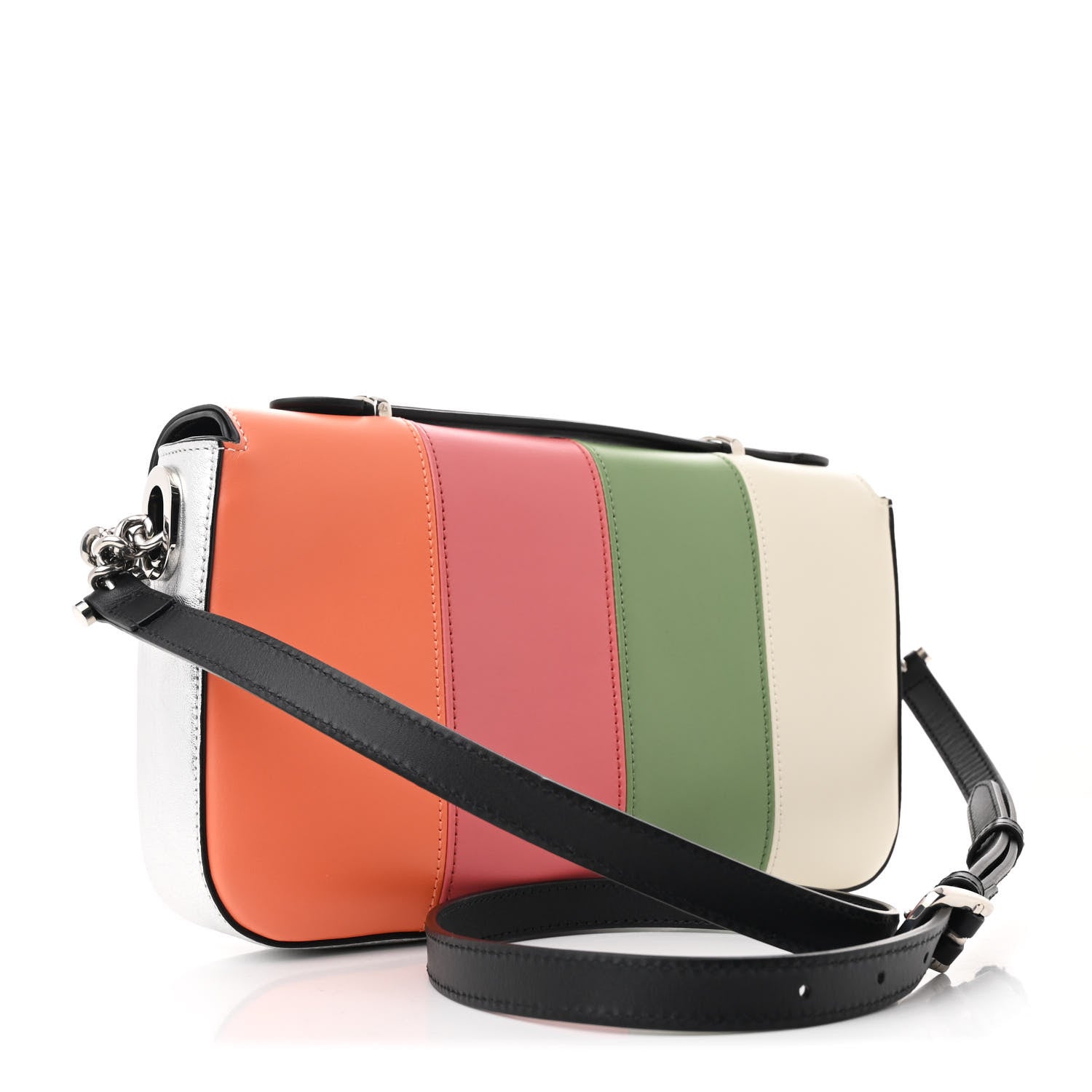 Gucci Senna Calfskin Petite GG Top Handle Shoulder Bag Mystic White Silver Multicolor 3 of 11