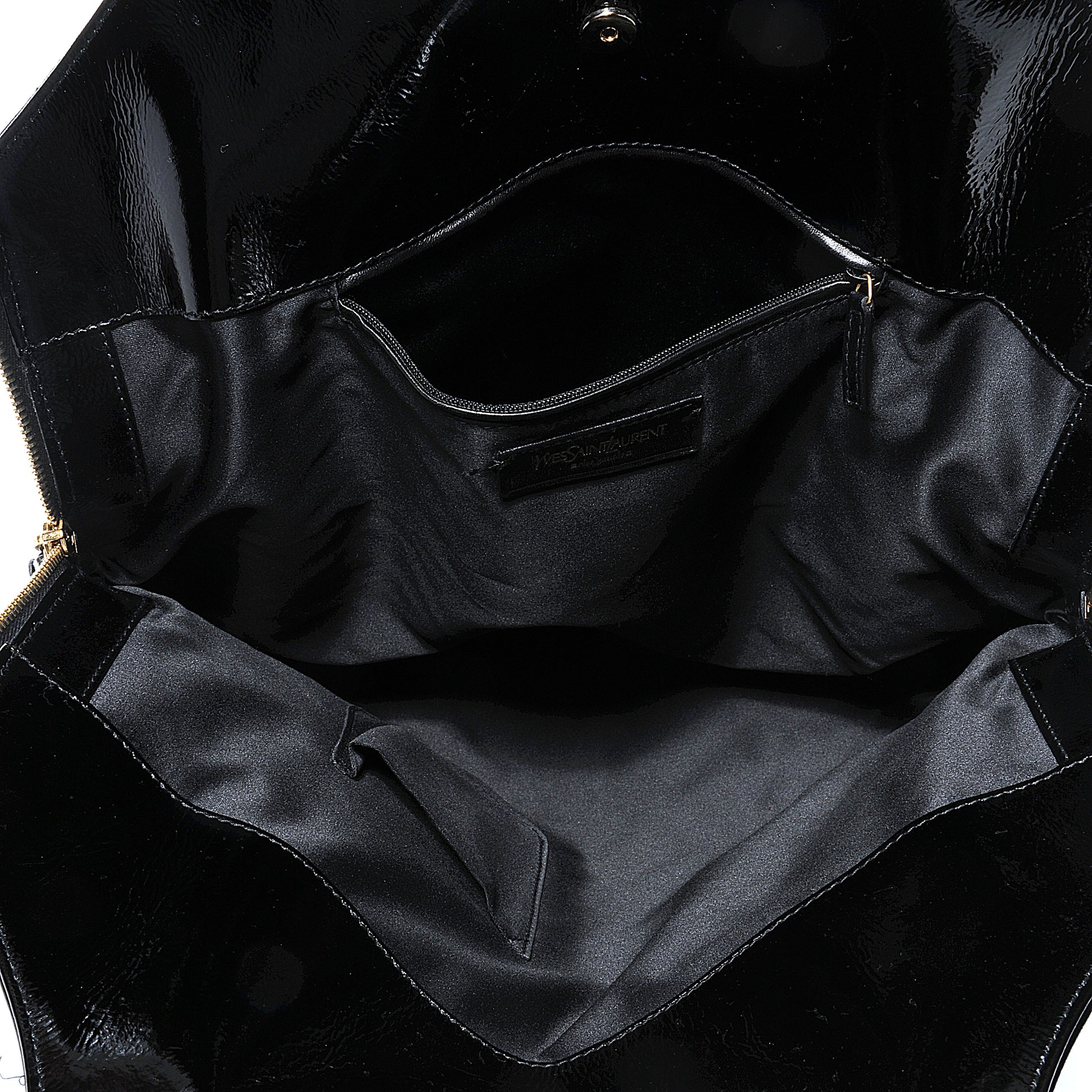 Saint Laurent Patent Crocodile Embossed Tribute Tote Black 8 of 8