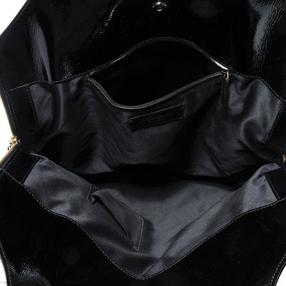 Saint Laurent Patent Crocodile Embossed Tribute Tote Black 8 of 8