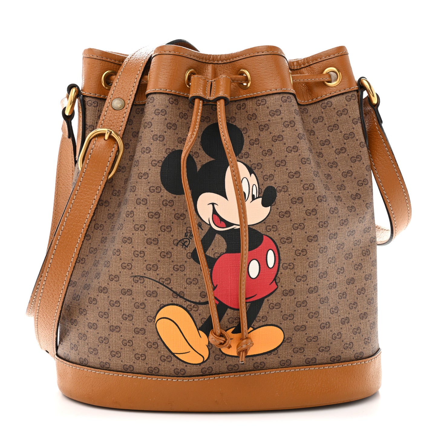 X DISNEY Mini Vintage GG Supreme Monogram Bucket Bag Beige Vintage Sun Oil