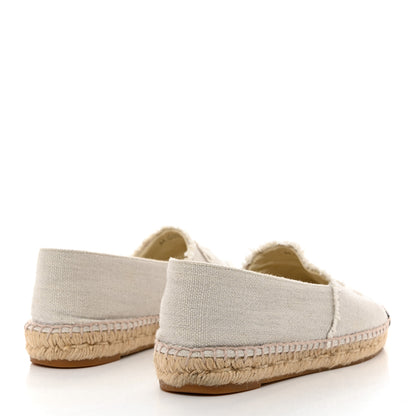 Chanel Linen CC Espadrilles 37 White Black 4 of 10