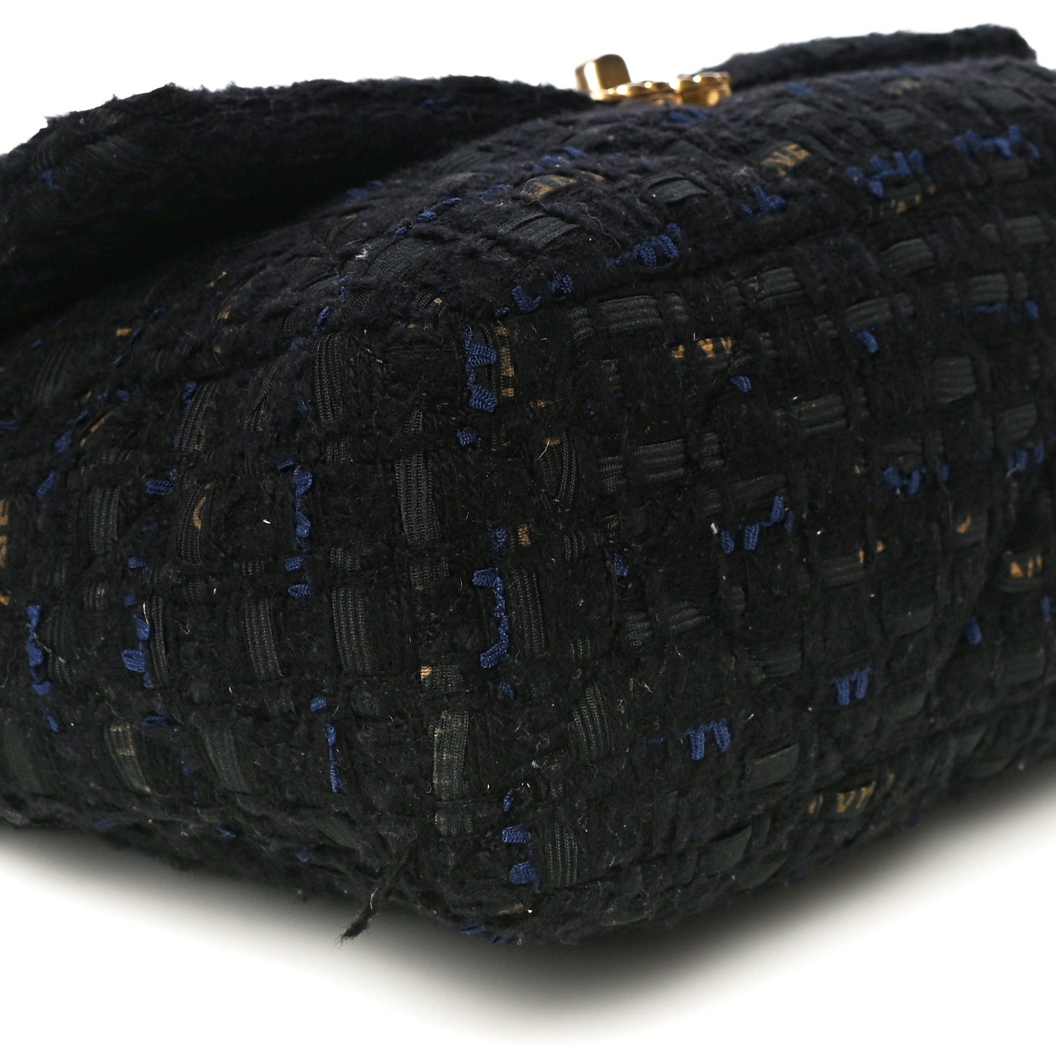Chanel Tweed Quilted Large Chanel 19 Flap Black Navy Gold 9 of 13