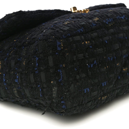 Chanel Tweed Quilted Large Chanel 19 Flap Black Navy Gold 9 of 13