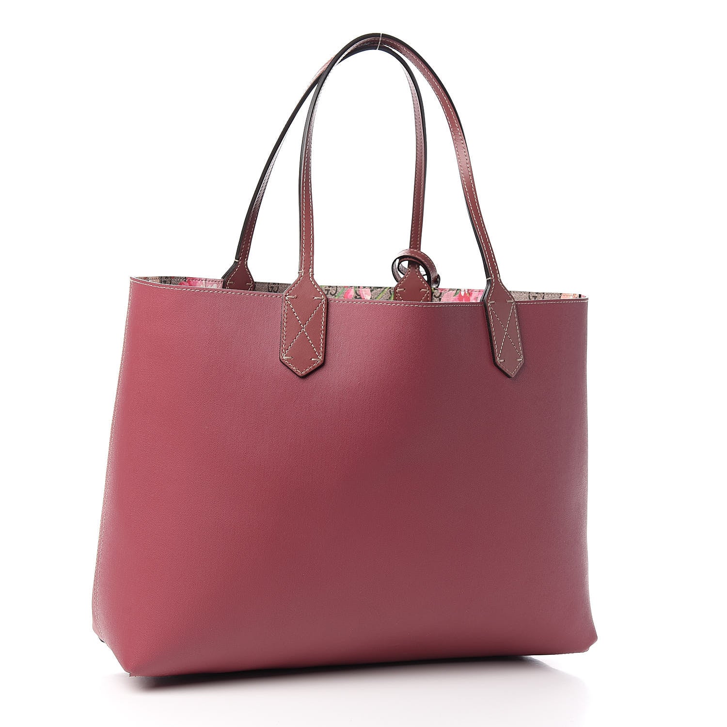 Gucci GG Supreme Monogram Blooms Medium Reversible Tote Beige Multicolor Dry Rose 7 of 13
