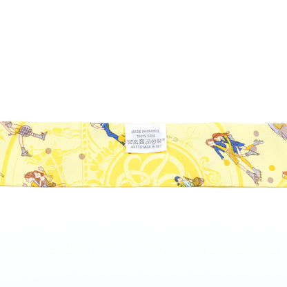 Hermes Silk Ex-Libris Les Parisie Twilly Jaune Soufre Gris 2 of 4