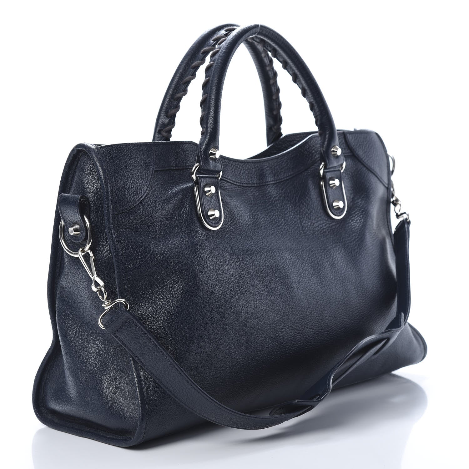 Balenciaga Chevre Silver Metallic Edge Hardware City Bleu Nuit Dark Sea 3 of 12