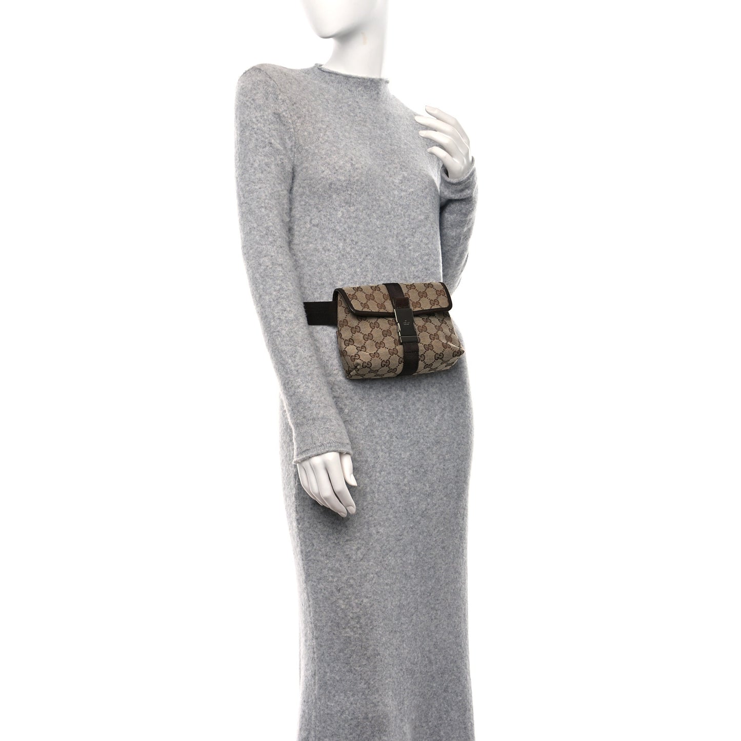 GG Monogram Buckle Belt Bag Dark Brown