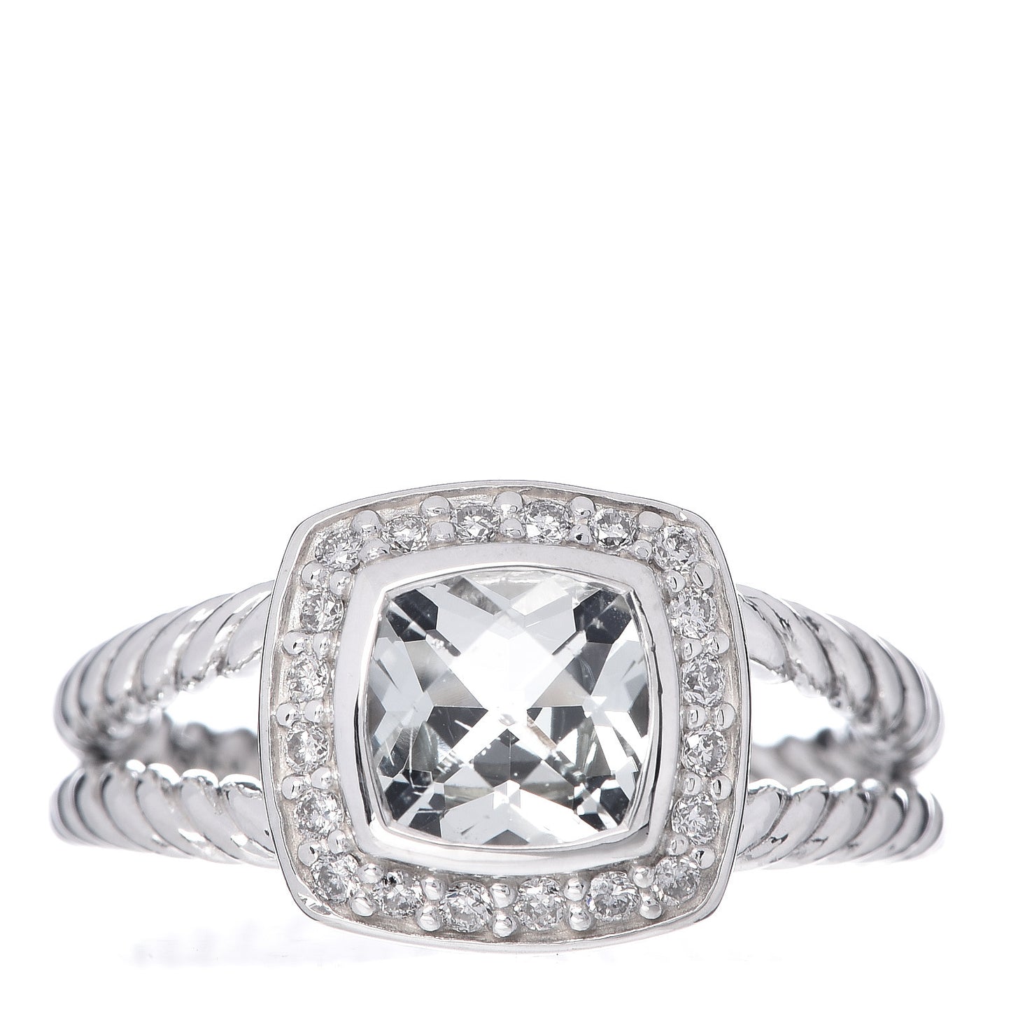 Sterling Silver Diamond Prasiolite 7mm Petite Albion Ring 54 7