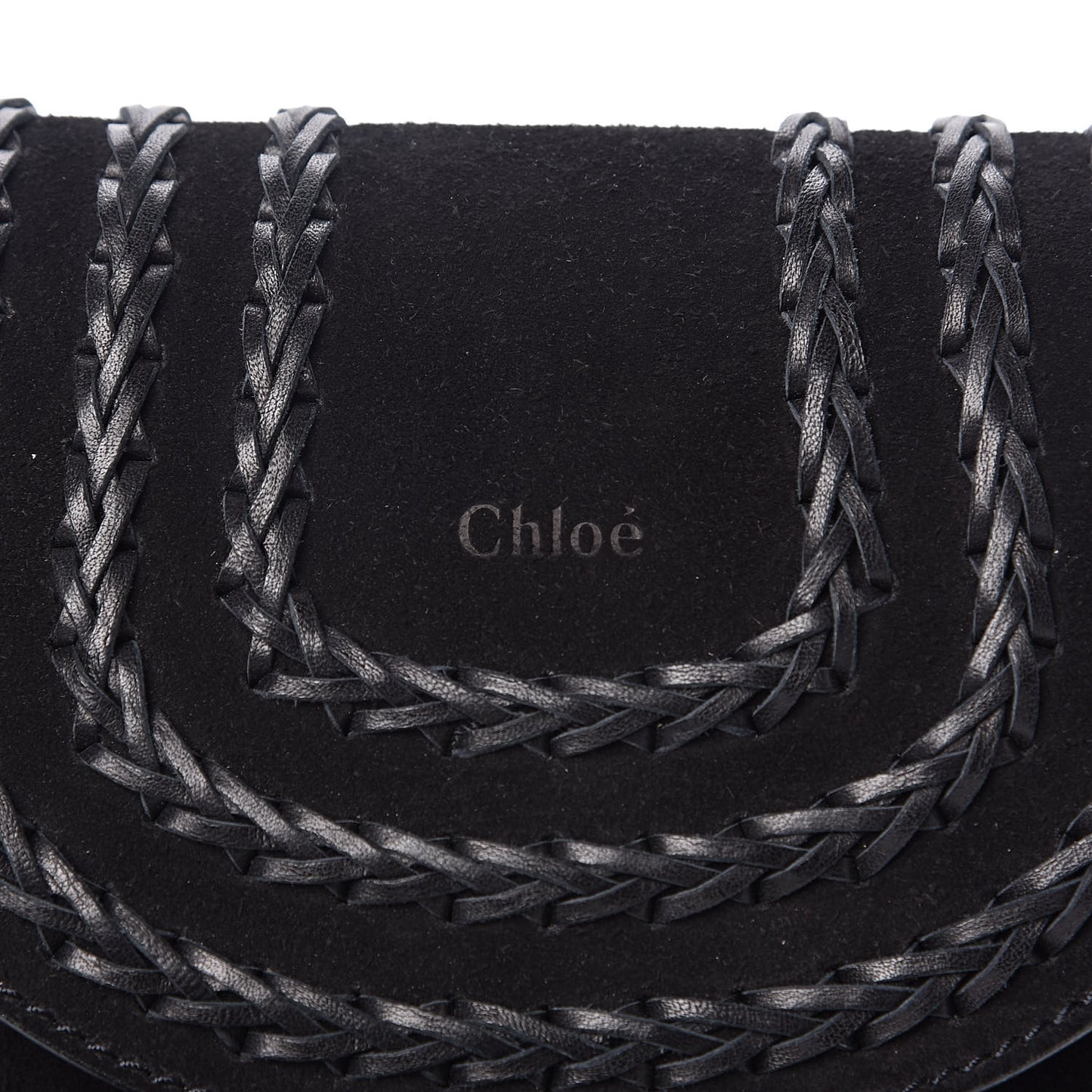 Suede Calfskin Braided Mini Hudson Shoulder Bag Black