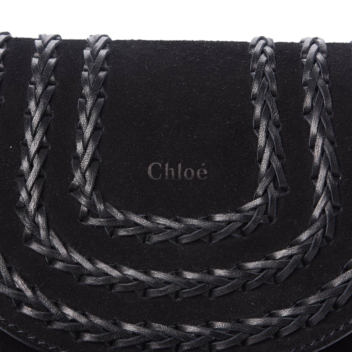 Chloe Suede Calfskin Braided Mini Hudson Shoulder Bag Black 9 of 9