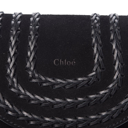 Chloe Suede Calfskin Braided Mini Hudson Shoulder Bag Black 9 of 9