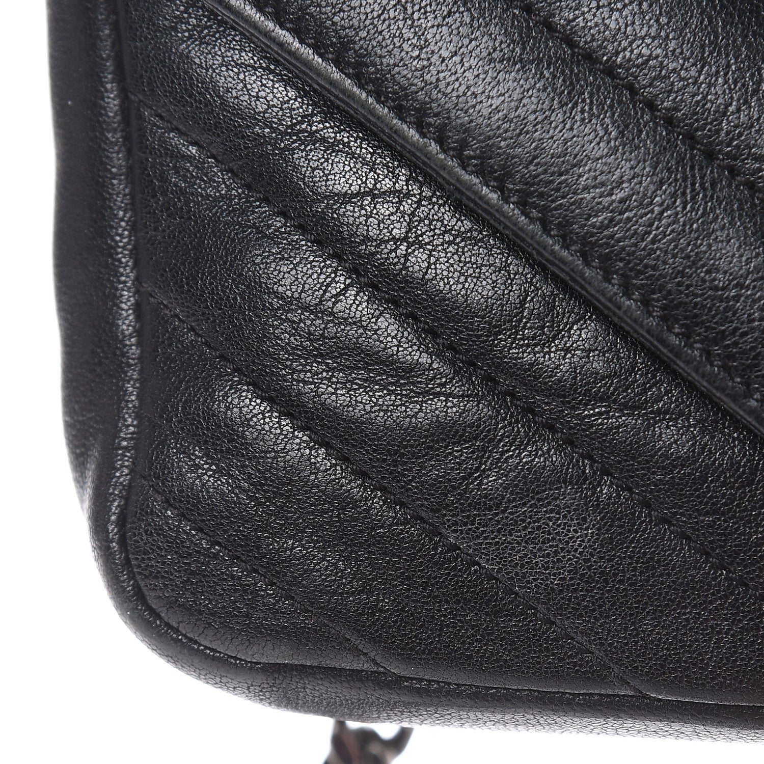 Saint Laurent Sheepskin Matelasse Chevron Monogram College Chain Wallet Black 14 of 18