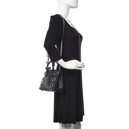 Burberry Grainy Calfskin House Check Grommet Baby Banner Tote Black 2 of 11