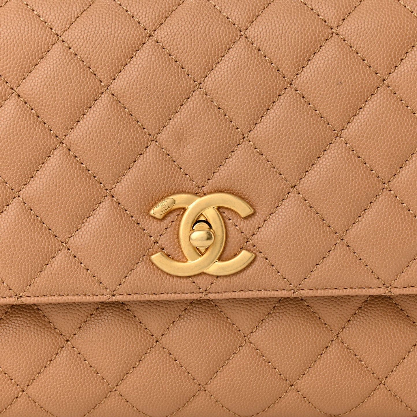 Caviar Quilted Small Coco Chain Handle Flap Brown