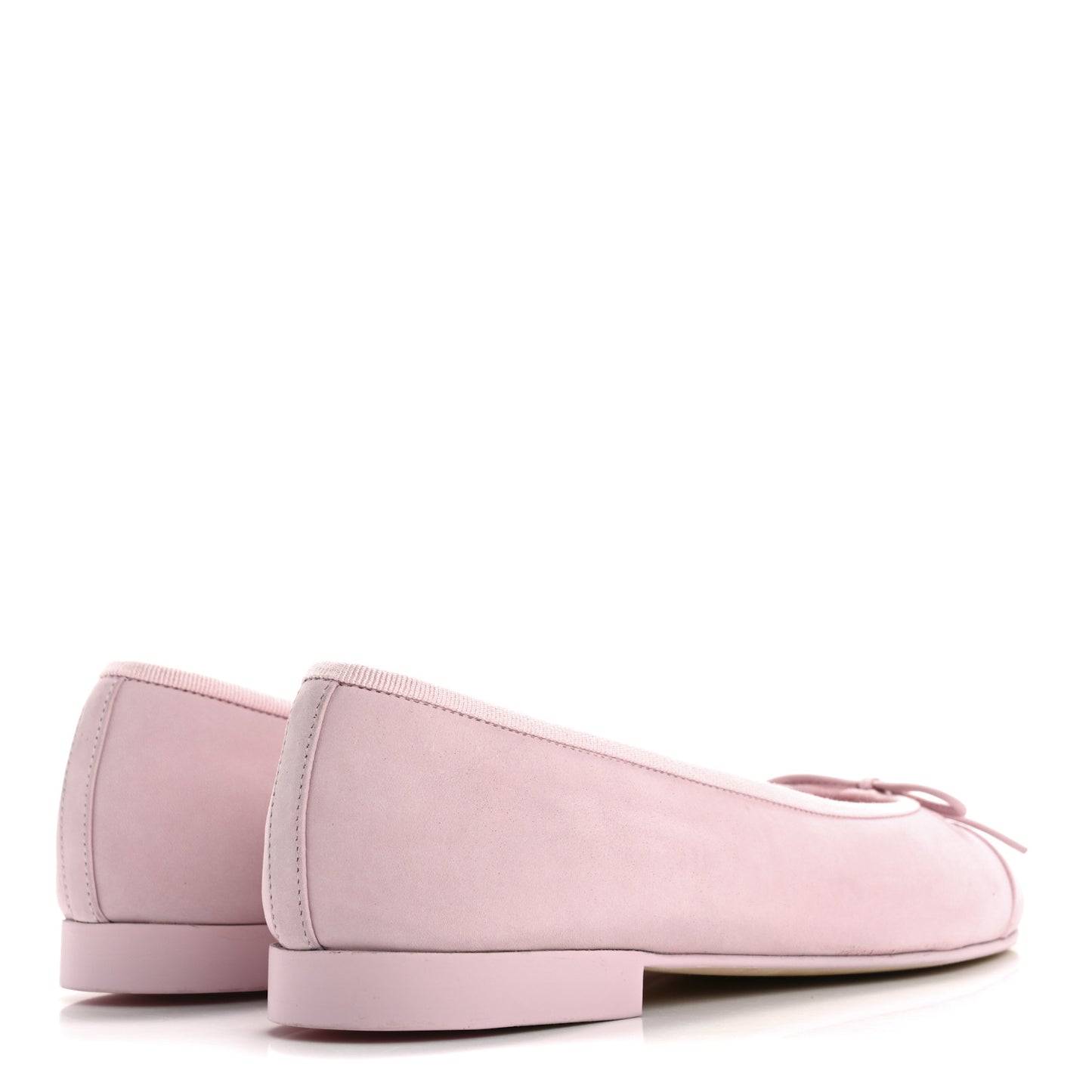 Suede Calfskin Cap Toe CC Ballerina Flats 37.5 Light Pink