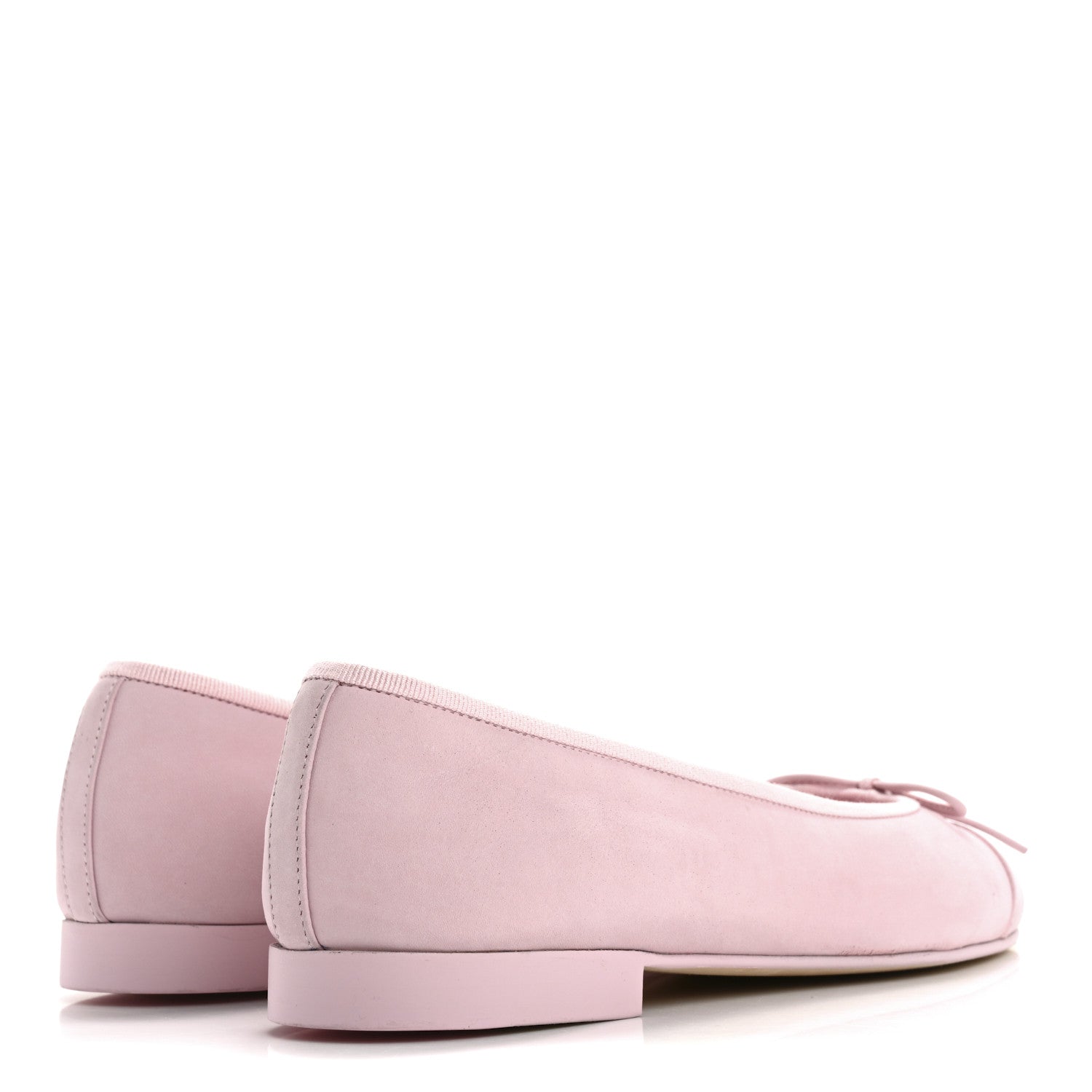 Chanel Suede Calfskin Cap Toe CC Ballerina Flats 37.5 Light Pink 5 of 10