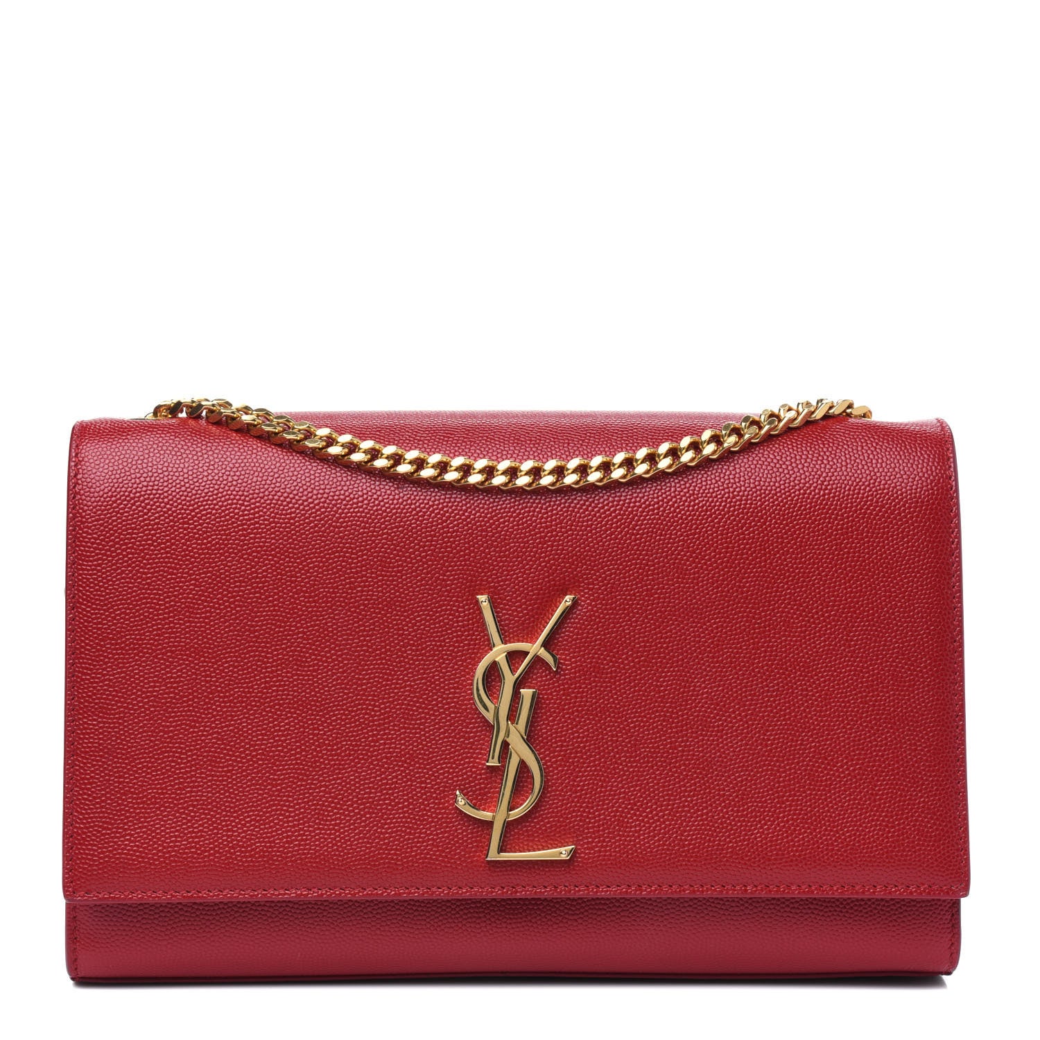 Saint Laurent Grain De Poudre Medium Monogram Kate Satchel Red 1 of 4