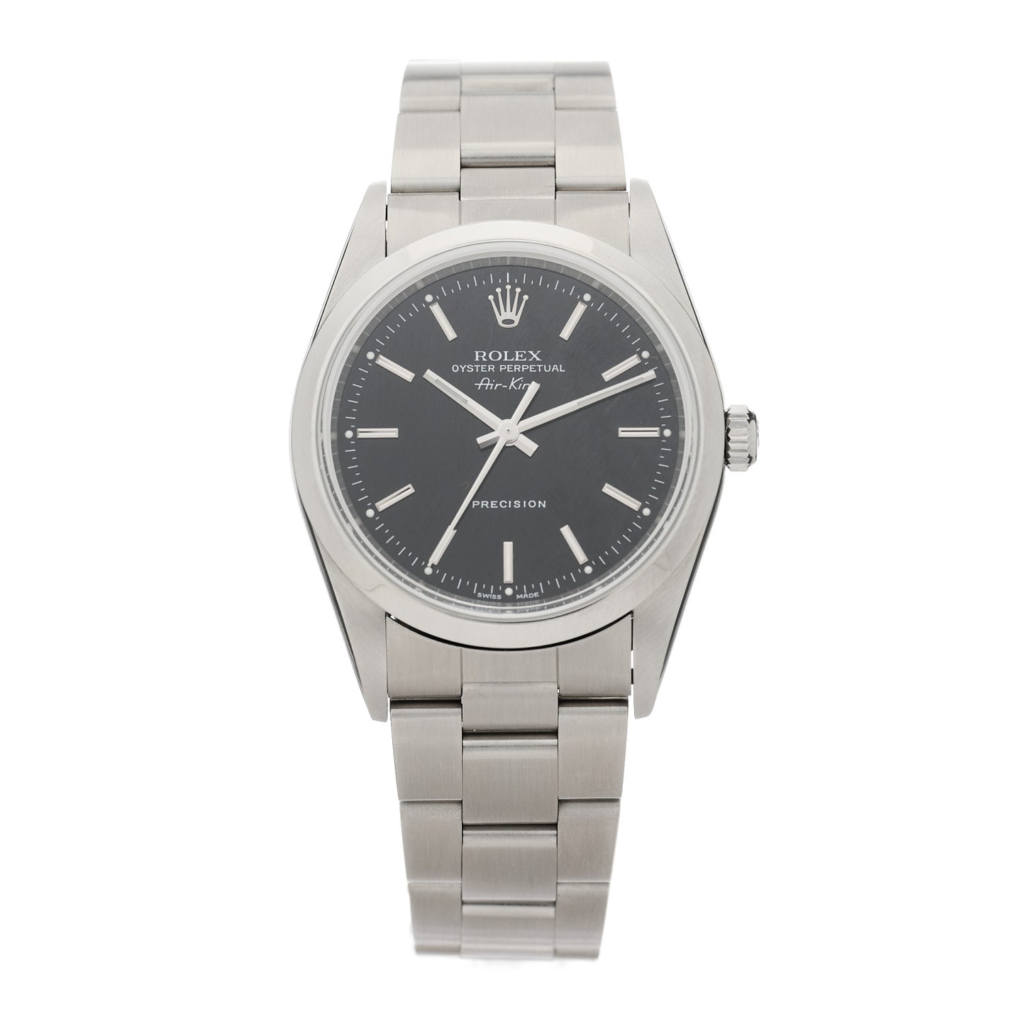 Stainless Steel 34mm Air-King Oyster Perpetual Precision Watch Black 14000M