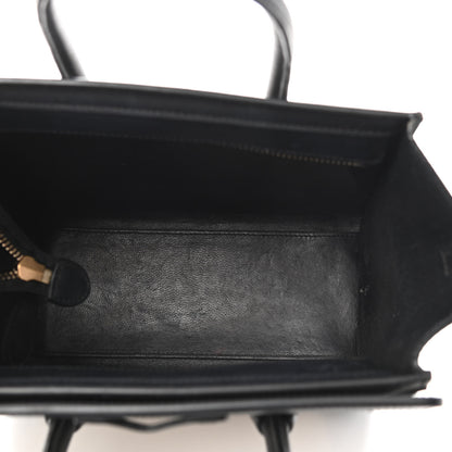Celine Bullhide Calfskin Nubuck Bi-Color Nano Luggage Black White 5 of 14