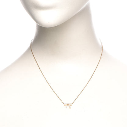 Tiffany 18K Yellow Gold Diamond Bow Pendant Necklace 2 of 8