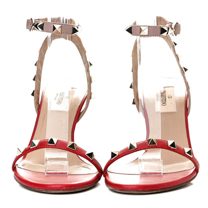 Valentino Garavani Calfskin Rockstud Ankle Strap 85mm Sandals 35.5 Rosso Valentino Poudre 2 of 7
