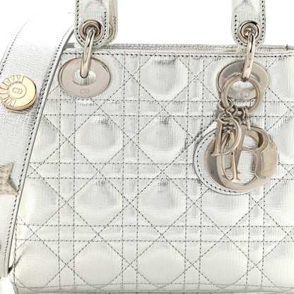 Christian Dior Metallic Grained Calfskin Cannage Small Lucky Badges My Lady Dior Silver 8 of 12