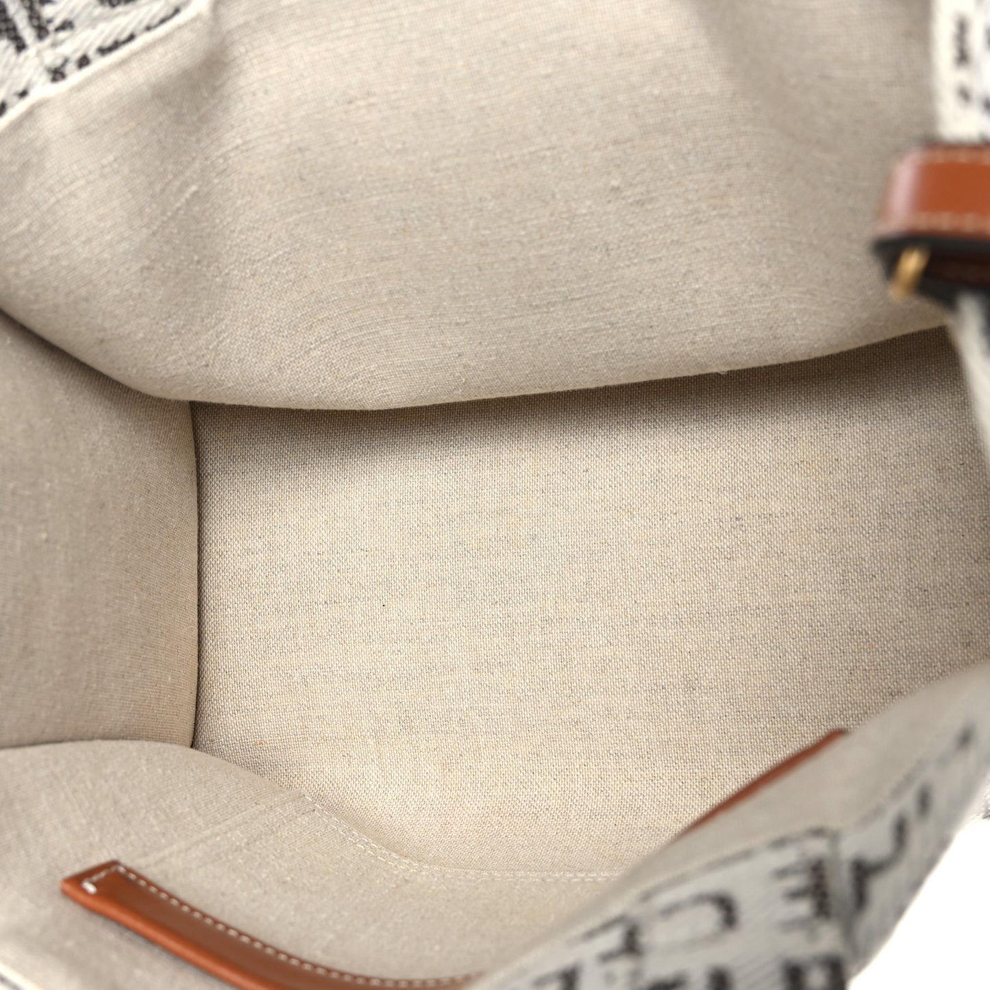 Canvas Calfskin All Over Print Small Cabas Thais White Tan