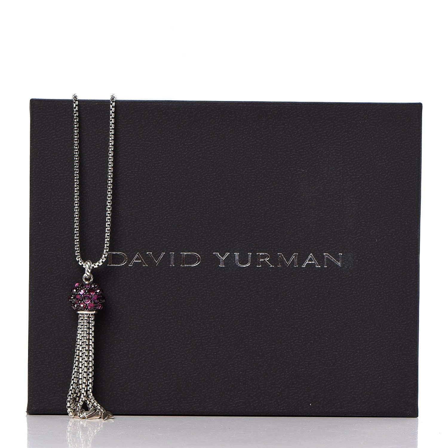 David Yurman Sterling Silver Rhodolite Garnet Cable Berries Tassel Necklace 7 of 7