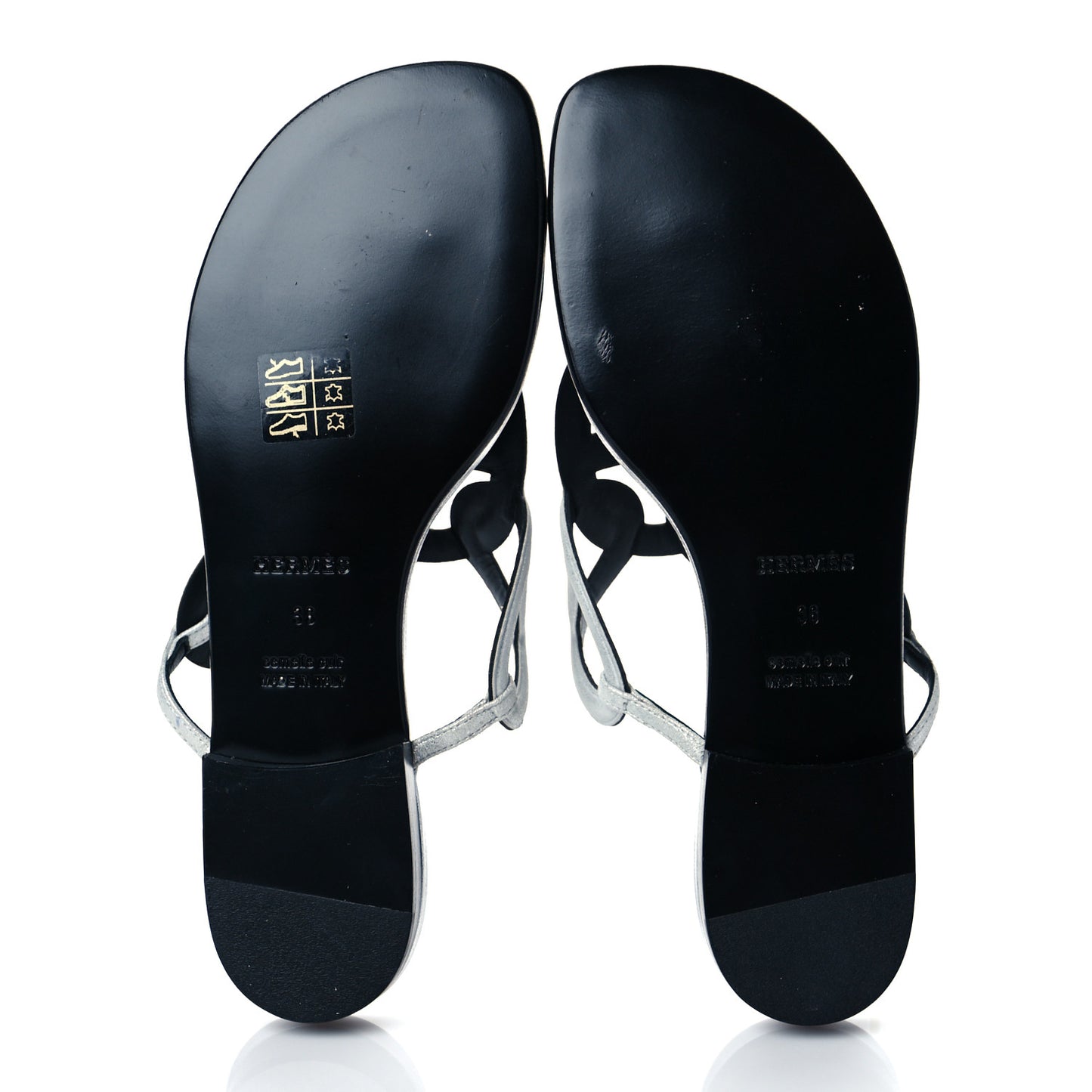 Metallic Suede Goatskin Beach Sandals 38 Silver