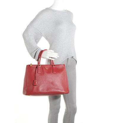 Prada Saffiano Lux Large Double Zip Tote Fuoco 2 of 12