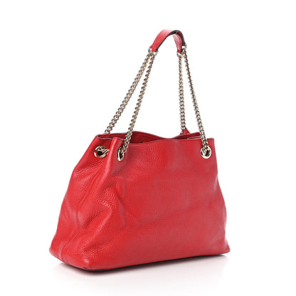 Gucci Pebbled Calfskin Medium Soho Chain Shoulder Bag Tabasco Red 3 of 9