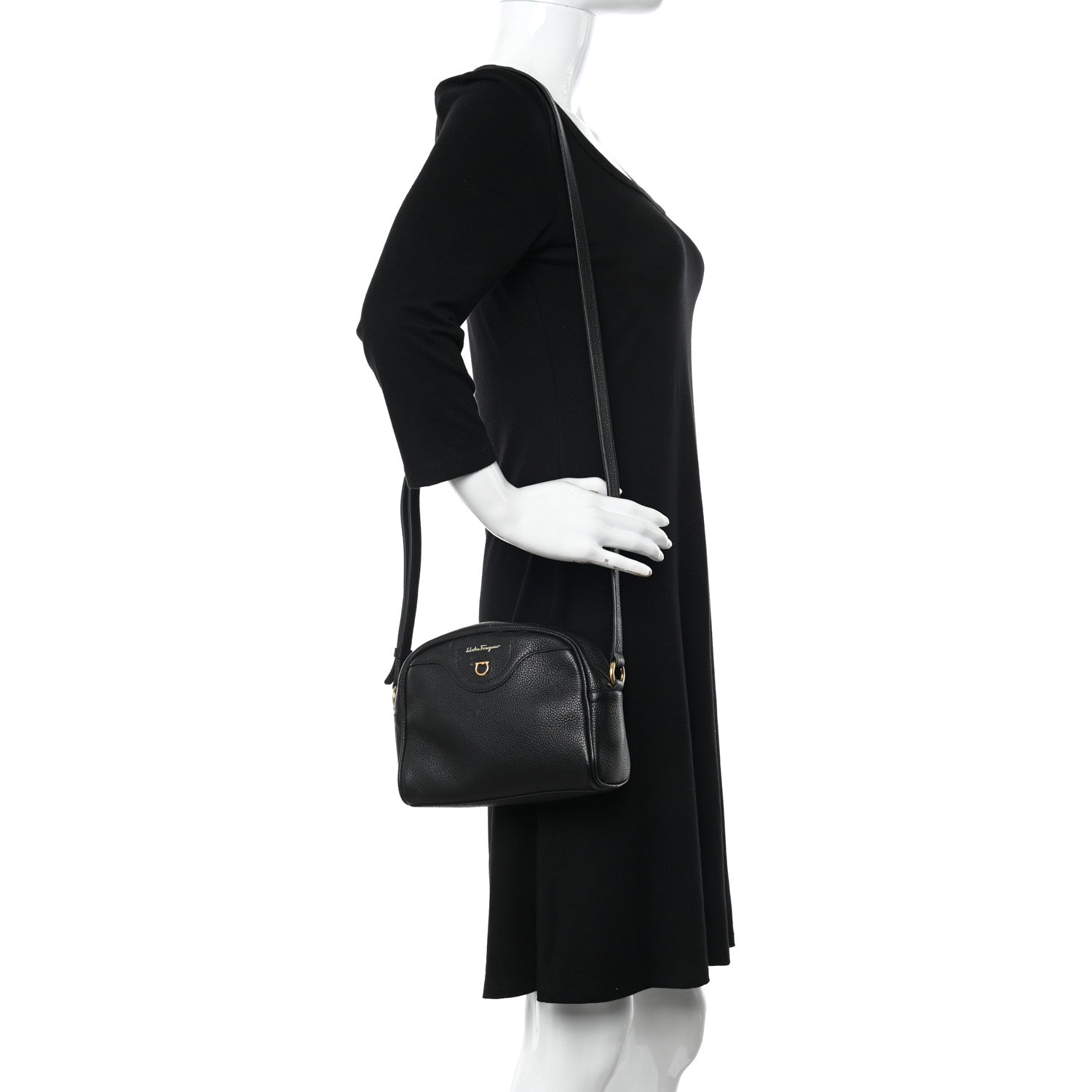Salvatore Ferragamo Calfskin Travel Camera Crossbody Bag Black 2 of 14