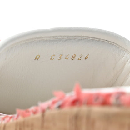 Chanel Tweed Cork CC Chain Mule Sandal 39 Coral Red Pink 6 of 6
