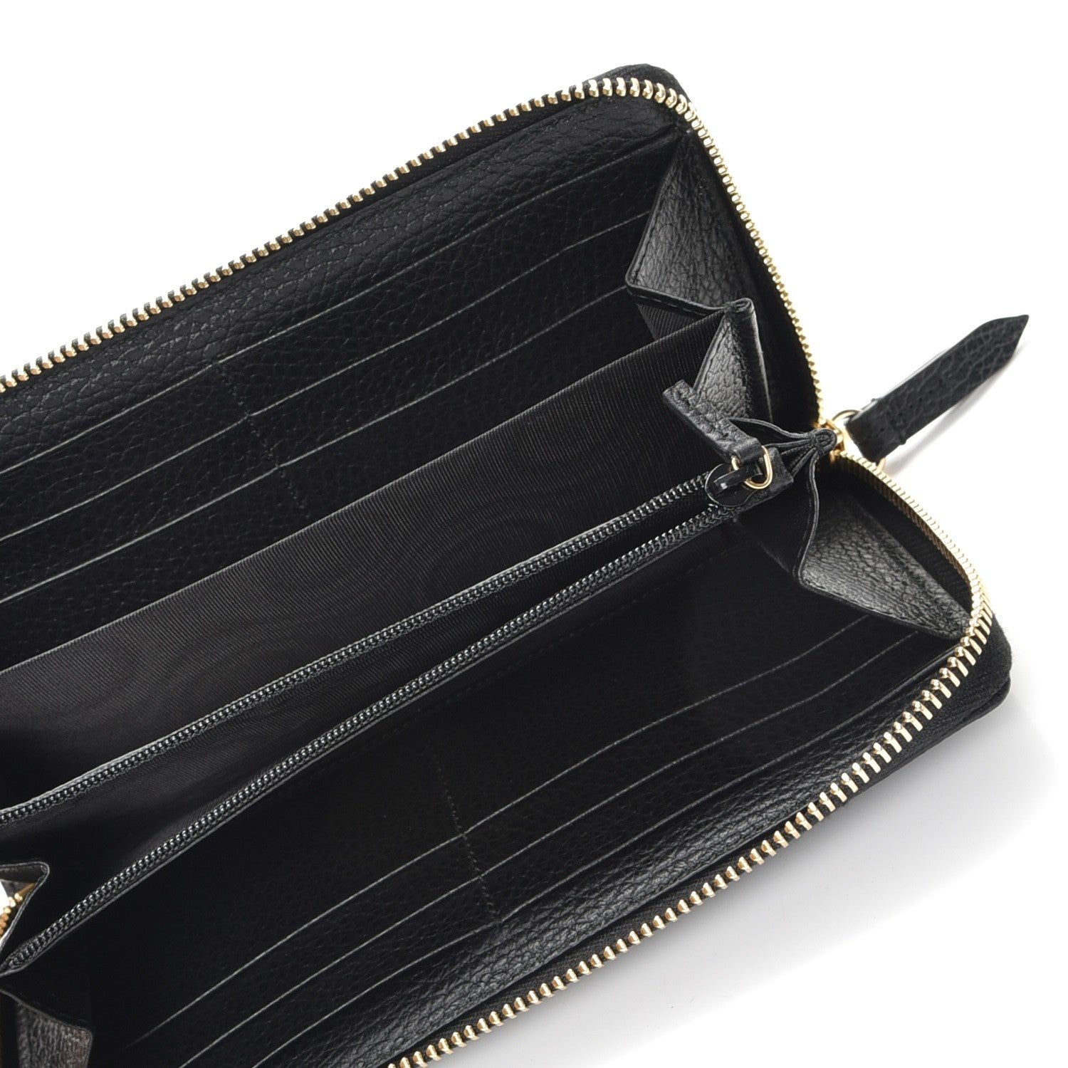 Gucci Dollar Calfskin GG Marmont Zip Around Wallet Black 5 of 8