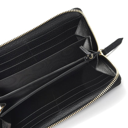 Gucci Dollar Calfskin GG Marmont Zip Around Wallet Black 5 of 8