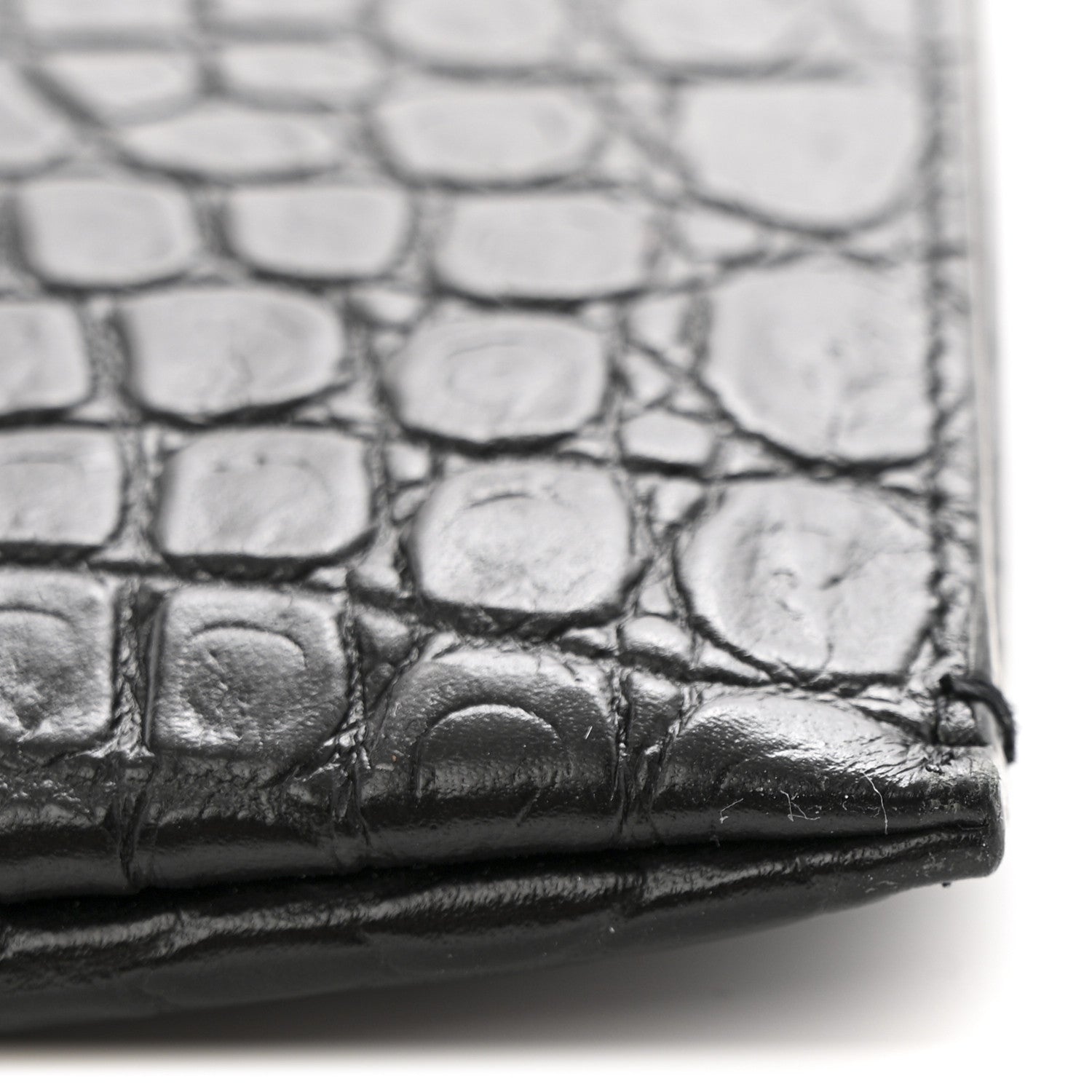 Saint Laurent Calfskin Crocodile Embossed Document Holder Black 9 of 9