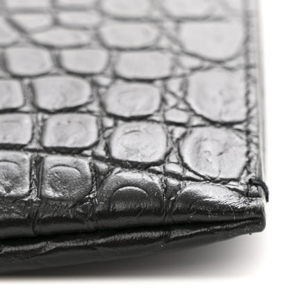 Saint Laurent Calfskin Crocodile Embossed Document Holder Black 9 of 9