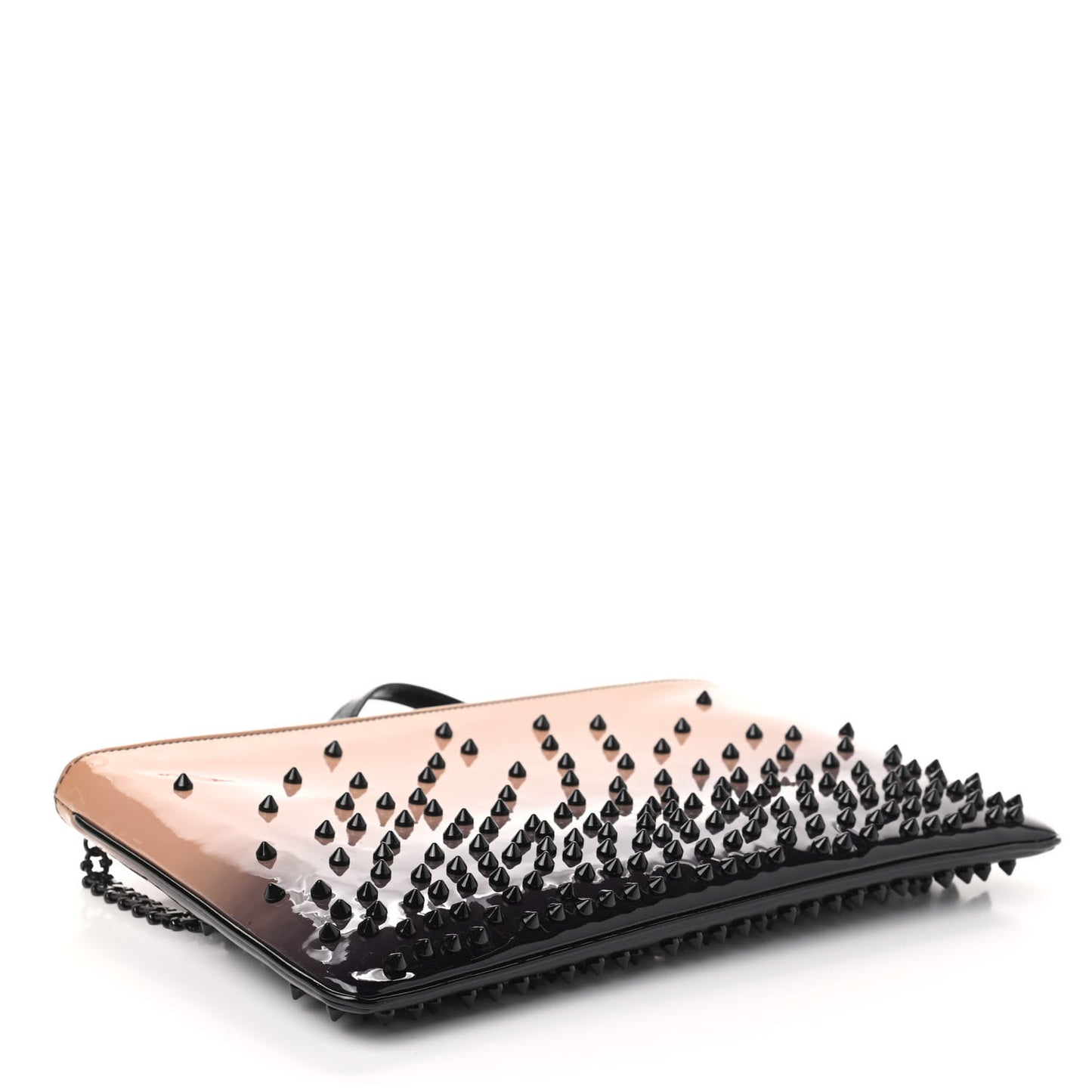 Patent Degrade Loubiposh Spiked Clutch Nude Black