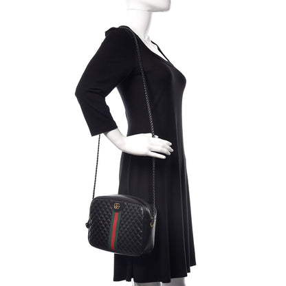Gucci Calfskin Web Trapuntata Small GG Shoulder Bag Black 2 of 10