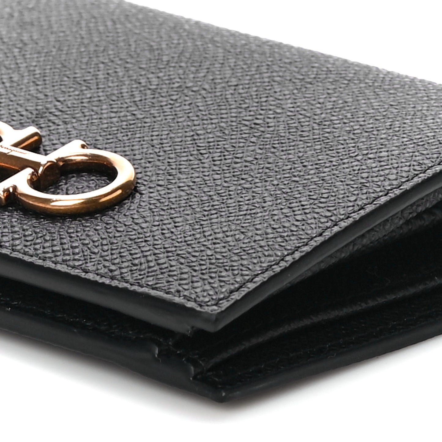 Grained Calfskin Folding Wallet Black