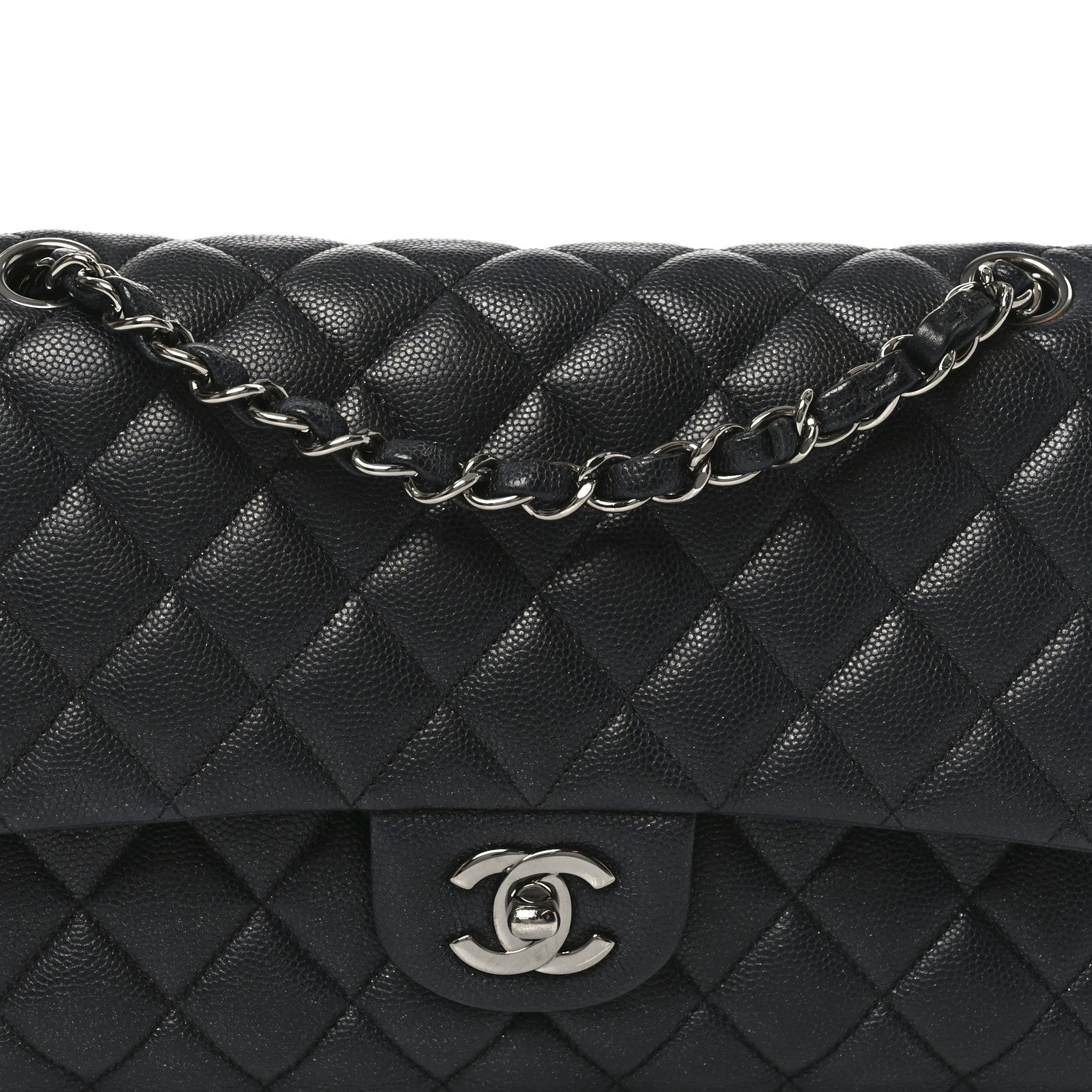 Chanel Iridescent Caviar Quilted Medium Double Flap Black 8 of 10