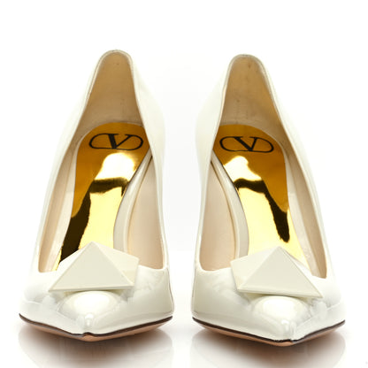 Valentino Garavani Patent Tonal One Stud 100mm Pumps 37 Ivory 3 of 7