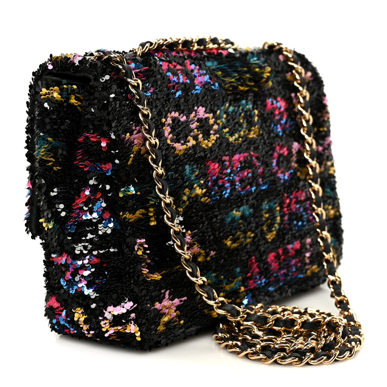 Chanel Sequin Logo CC Small Single Flap Black Multicolor 3 of 11
