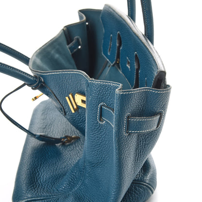 Hermes Taurillon Clemence Birkin 35 Bleu Thalassa 44 of 56