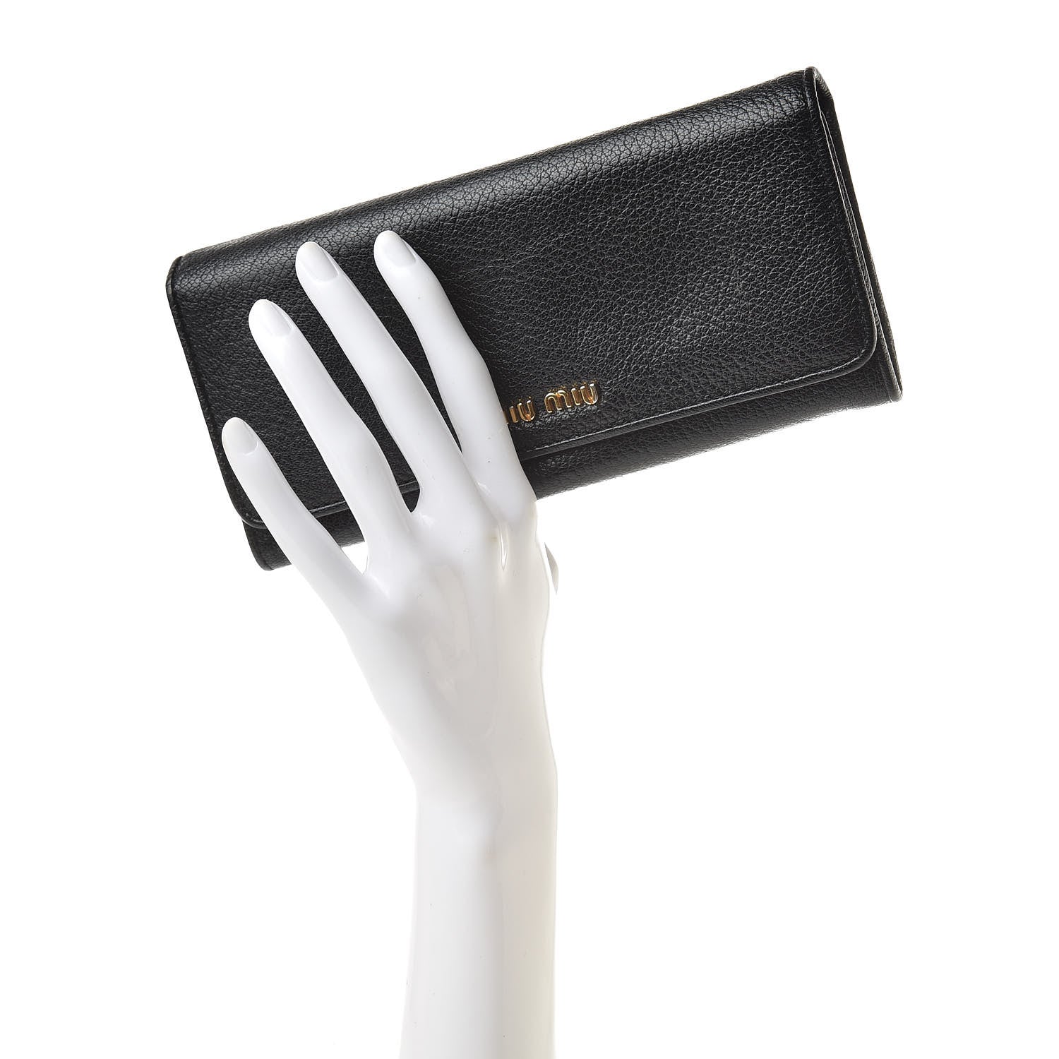 Miu Miu Goatskin Madras Flap Wallet Black 2 of 12