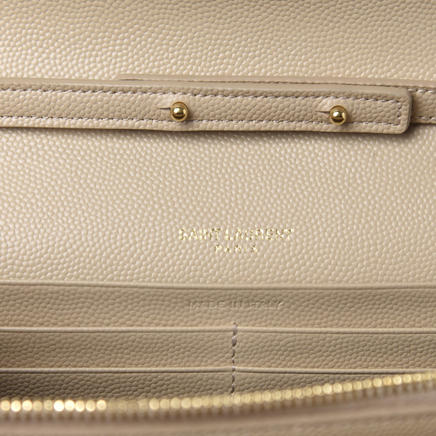 Saint Laurent Grain De Poudre Matelasse Chevron Monogram Chain Wallet Sea Salt 8 of 10