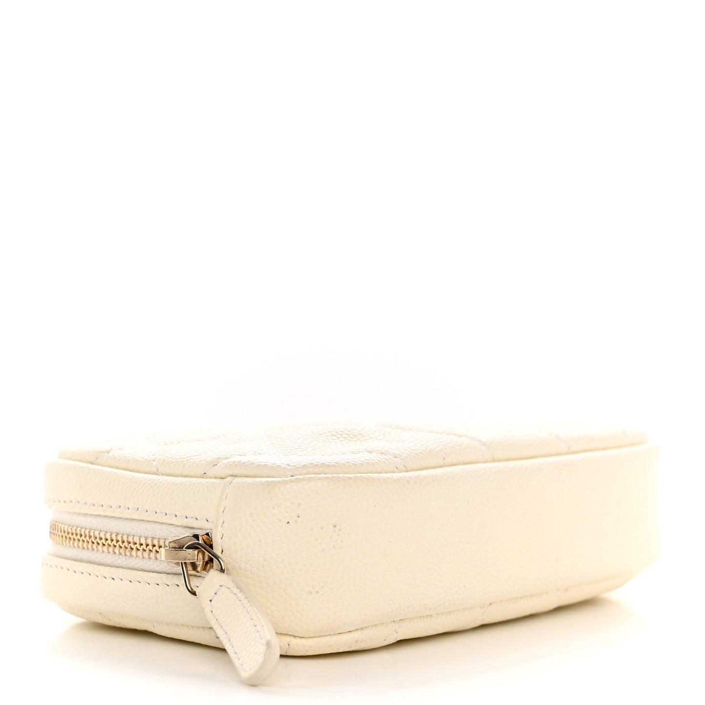 Caviar Quilted Small Curvy Pouch Cosmetic Case White