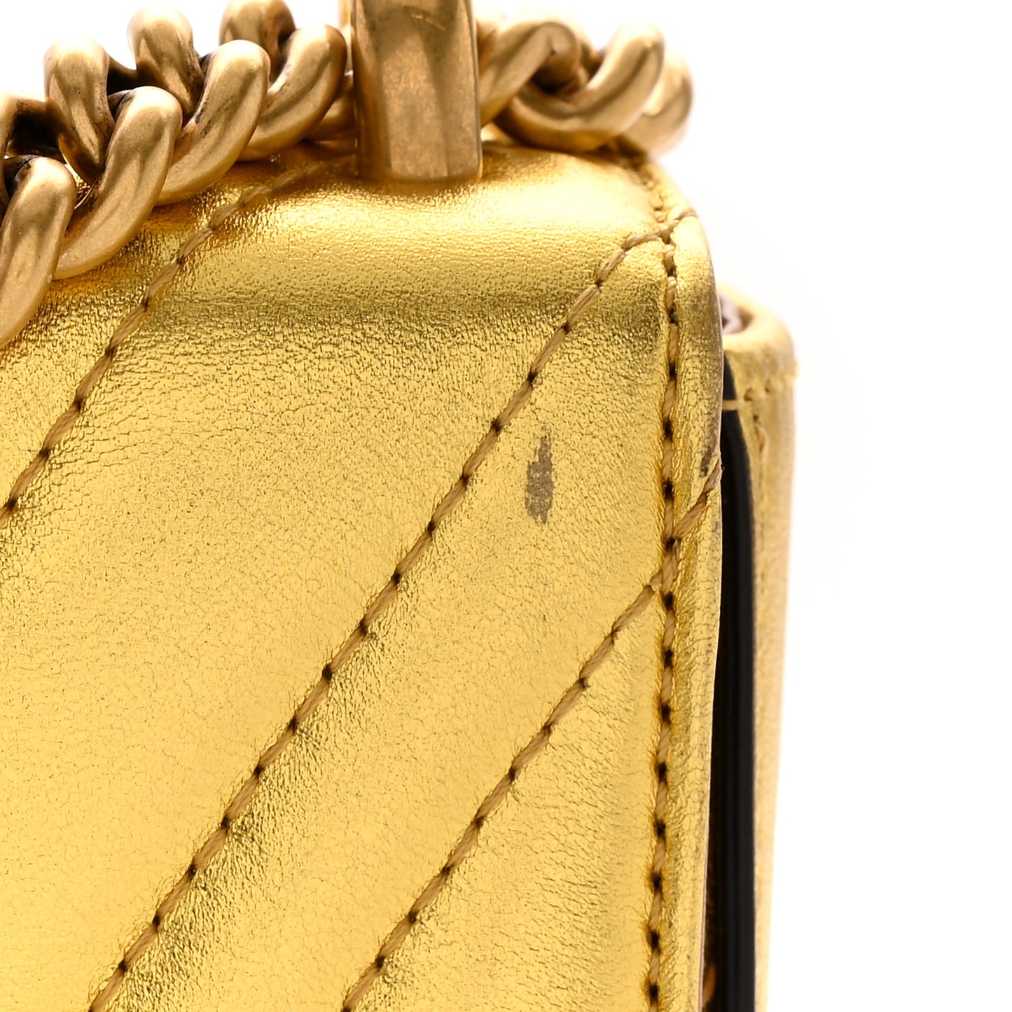 Metallic Nappa Matelasse Broadway Shoulder Bag Gold