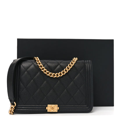 Chanel Caviar Quilted Boy Wallet On Chain WOC Black 12 of 12